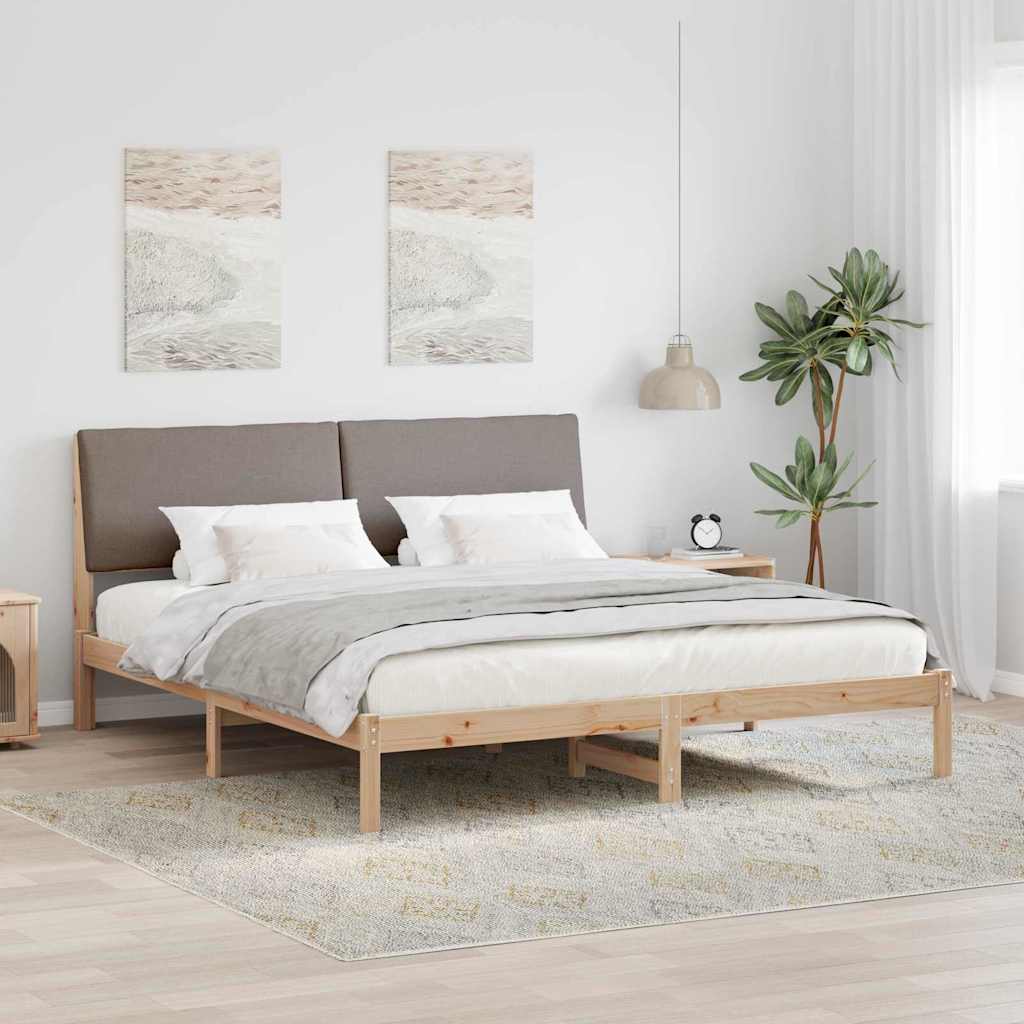 Bedframe Bruin en taupe 180 x 200 cm Massief grenenhout – afbeelding 1