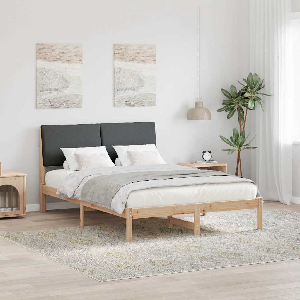Bedframe Bruin en donkergrijs 150 x 200 cm Massief grenenhout – afbeelding 1