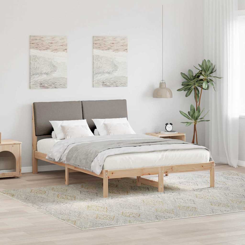 Bedframe Bruin en taupe 150 x 200 cm Massief grenenhout – afbeelding 1