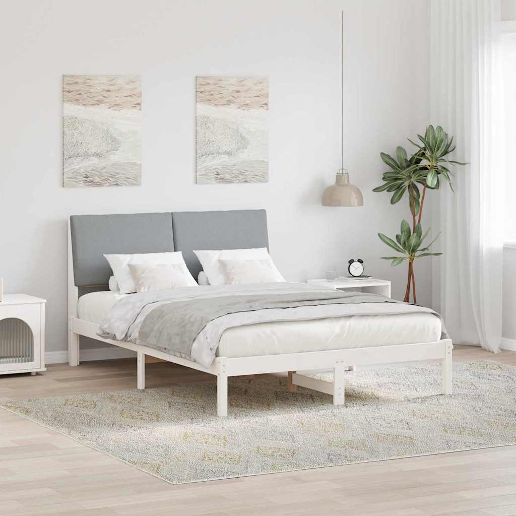 Bedframe Wit en lichtgrijs 150 x 200 cm Massief grenenhout – afbeelding 1