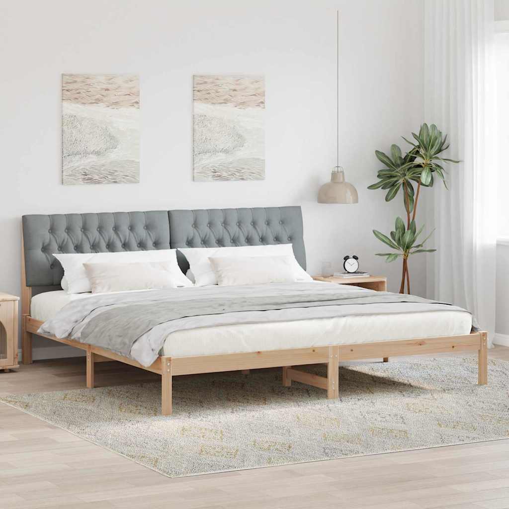 Bedframe met Gevoerd Hoofdgedeelte Bruin 200 x 200 cm – afbeelding 1