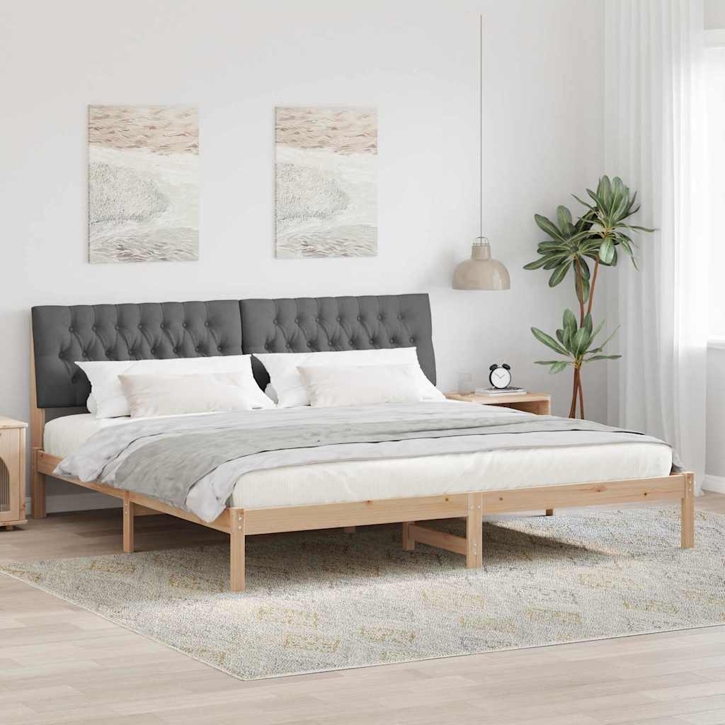 Bedframe met Gevoerd Hoofdgedeelte Bruin 200 x 200 cm – afbeelding 1