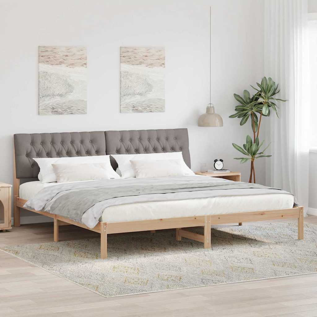 Bedframe met Gevoerd Hoofdgedeelte Bruin 200 x 200 cm – afbeelding 1