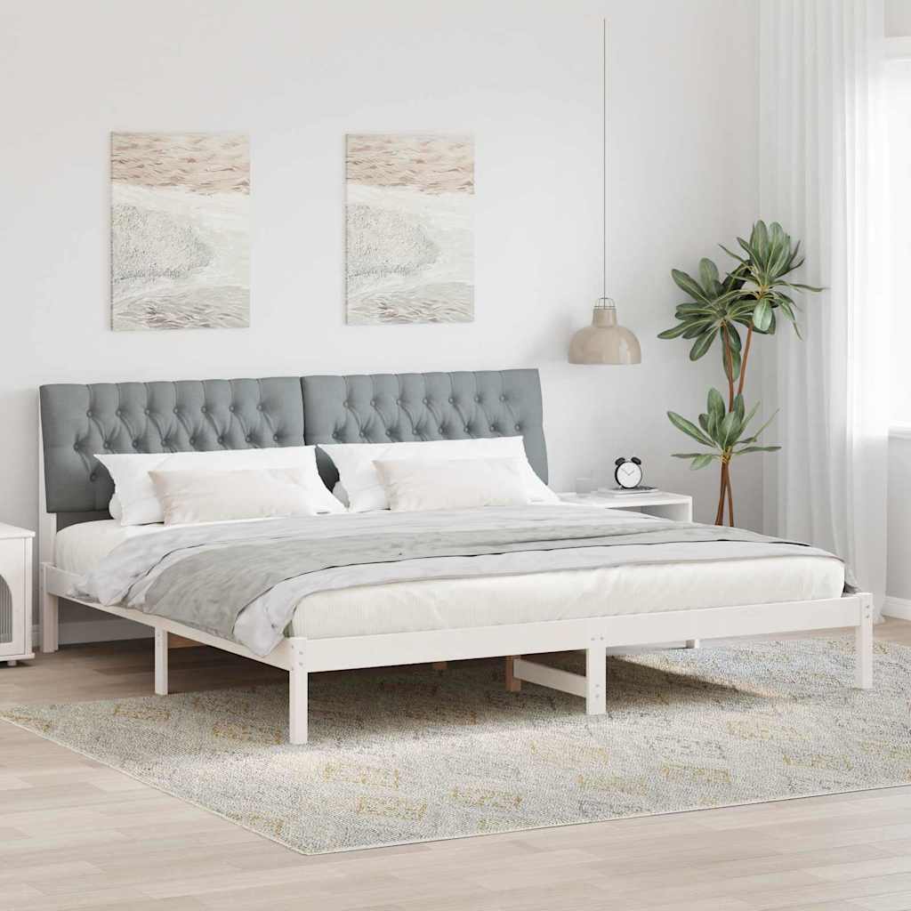 Bedframe met Gevoerd Hoofdgedeelte Wit 200 x 200 cm – afbeelding 1