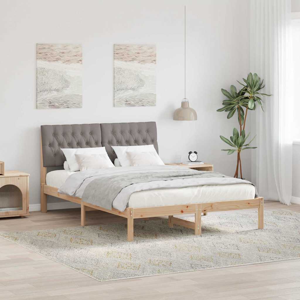 Bedframe met Gevoerd Hoofdgedeelte Bruin 150 x 200 cm – afbeelding 1
