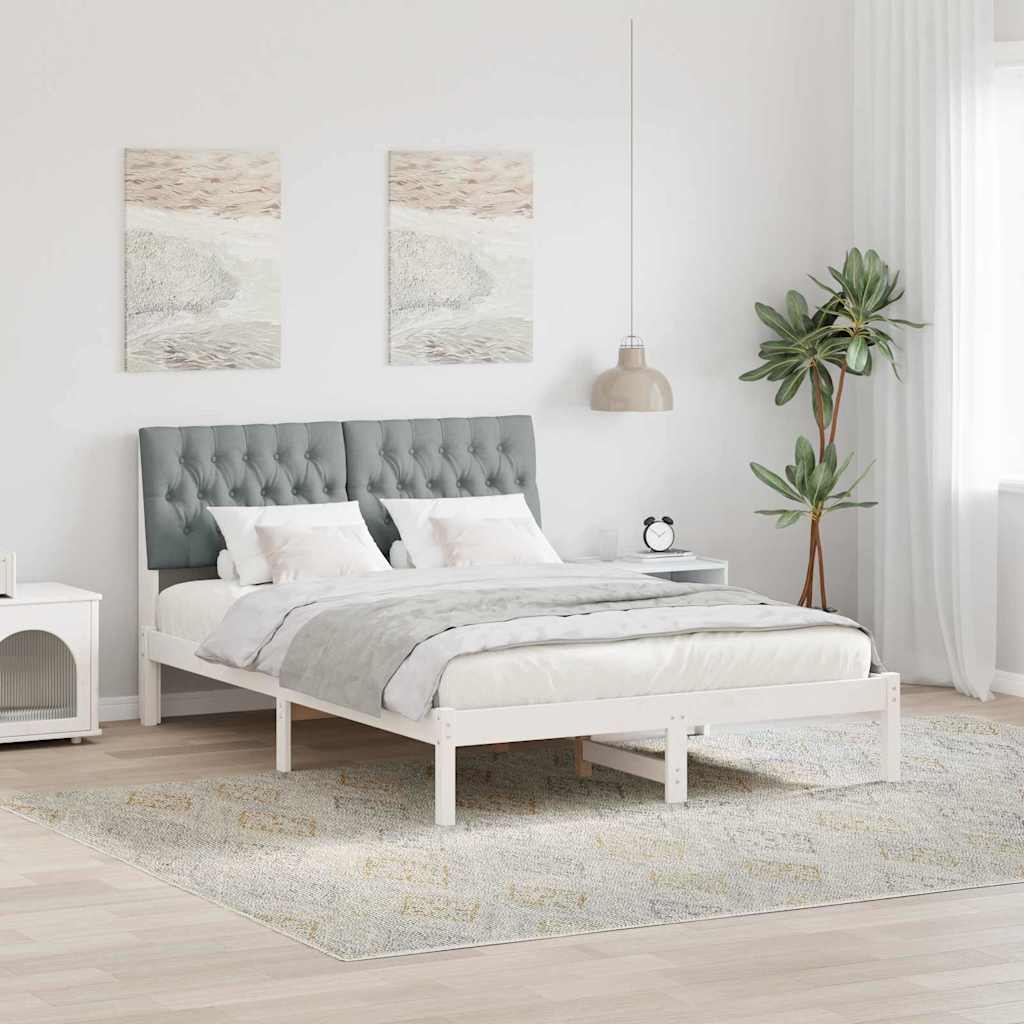 Bedframe met Gevoerd Hoofdgedeelte Wit 150 x 200 cm – afbeelding 1
