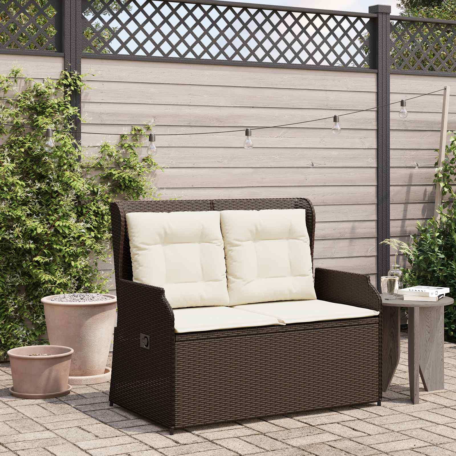Tuinbank Bruin poly rattan – afbeelding 1