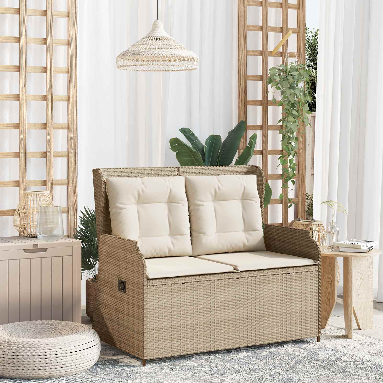 Tuinbank Beige poly rattan – afbeelding 1