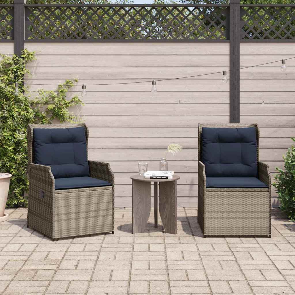 Tuinbank 2 pcs Grijs poly rattan – afbeelding 1