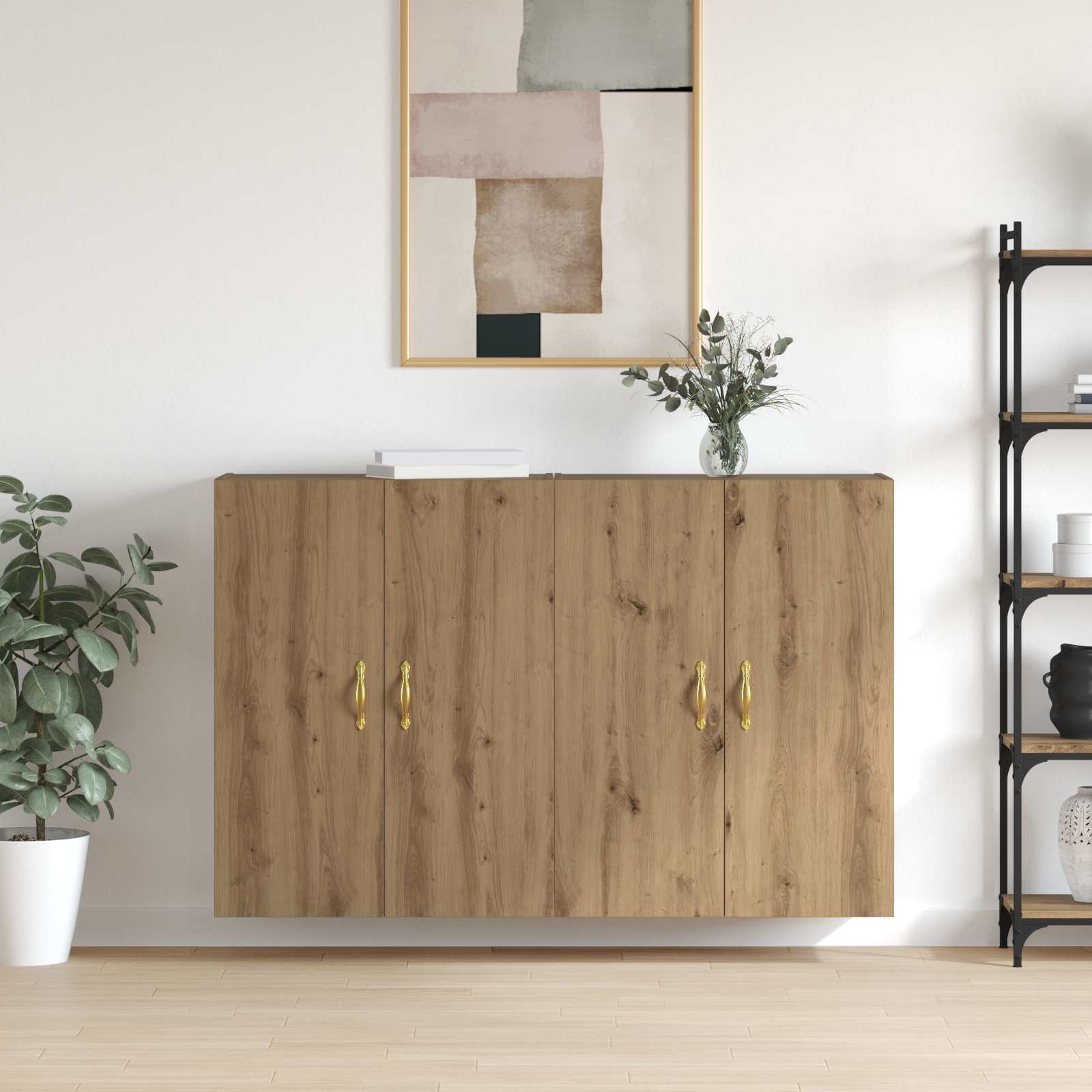 Wandkast 2 pcs Artisan Eiken 69,5 x 34 x 90 cm Bewerkt hout