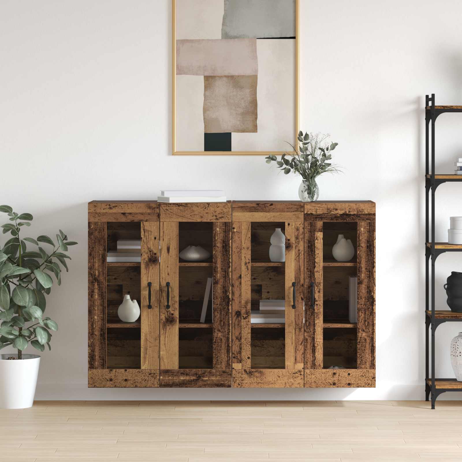 Wandgemonteerde Kasten 2 pcs Oud hout 69,5 x 34 x 90 cm – afbeelding 1
