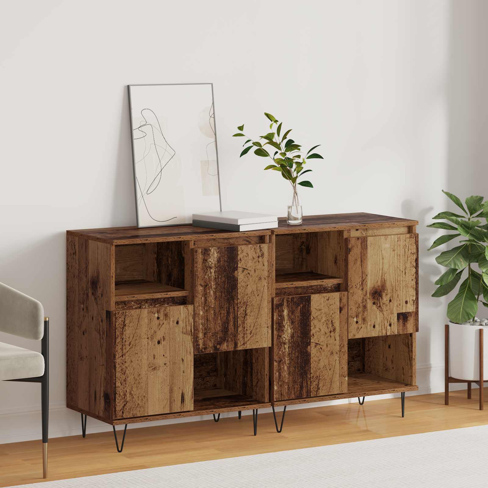 Dressoir 2 pcs Oudhout 60 x 35 x 70 cm