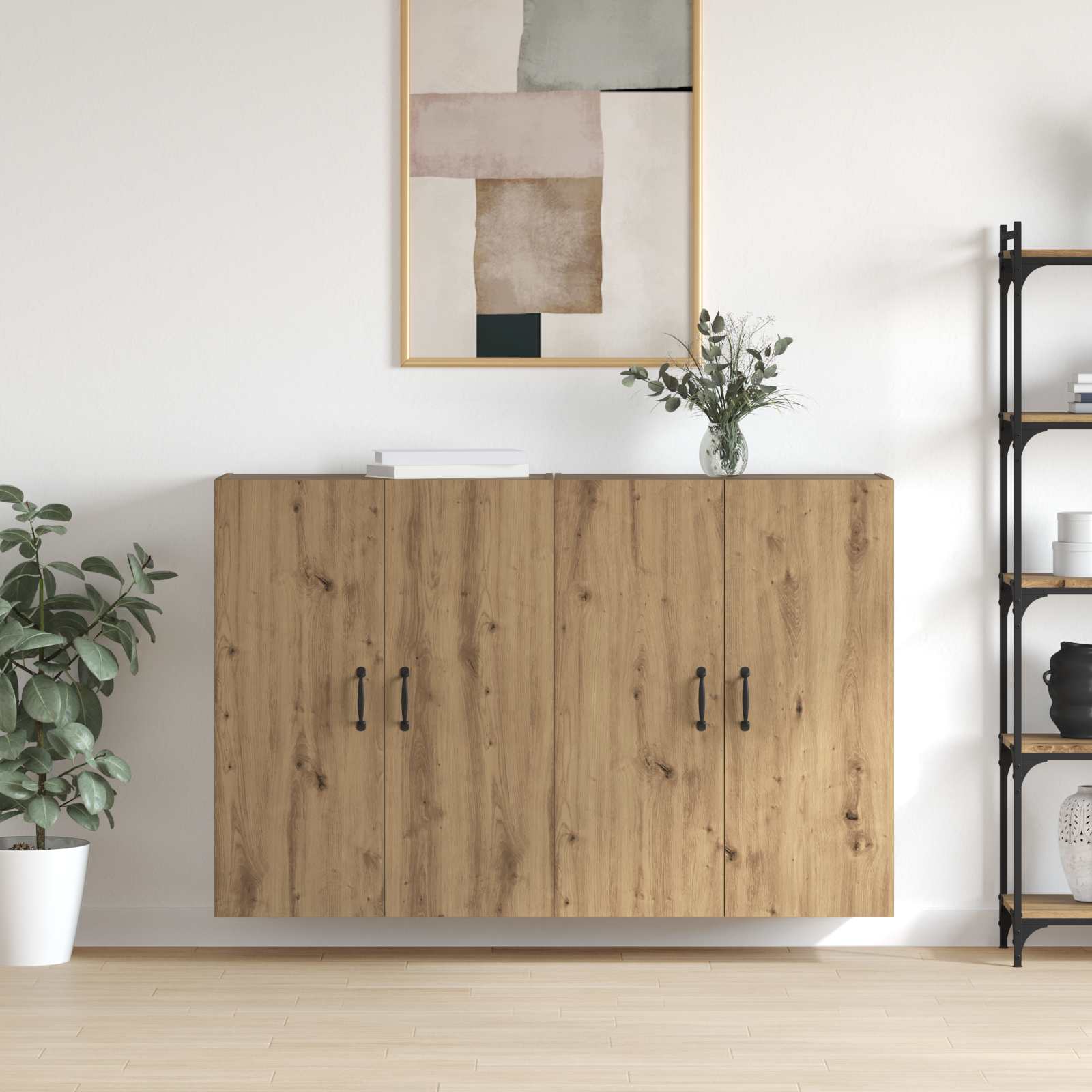 Wandkast 2 pcs Artisan Eiken 69,5 x 34 x 90 cm Bewerkt hout