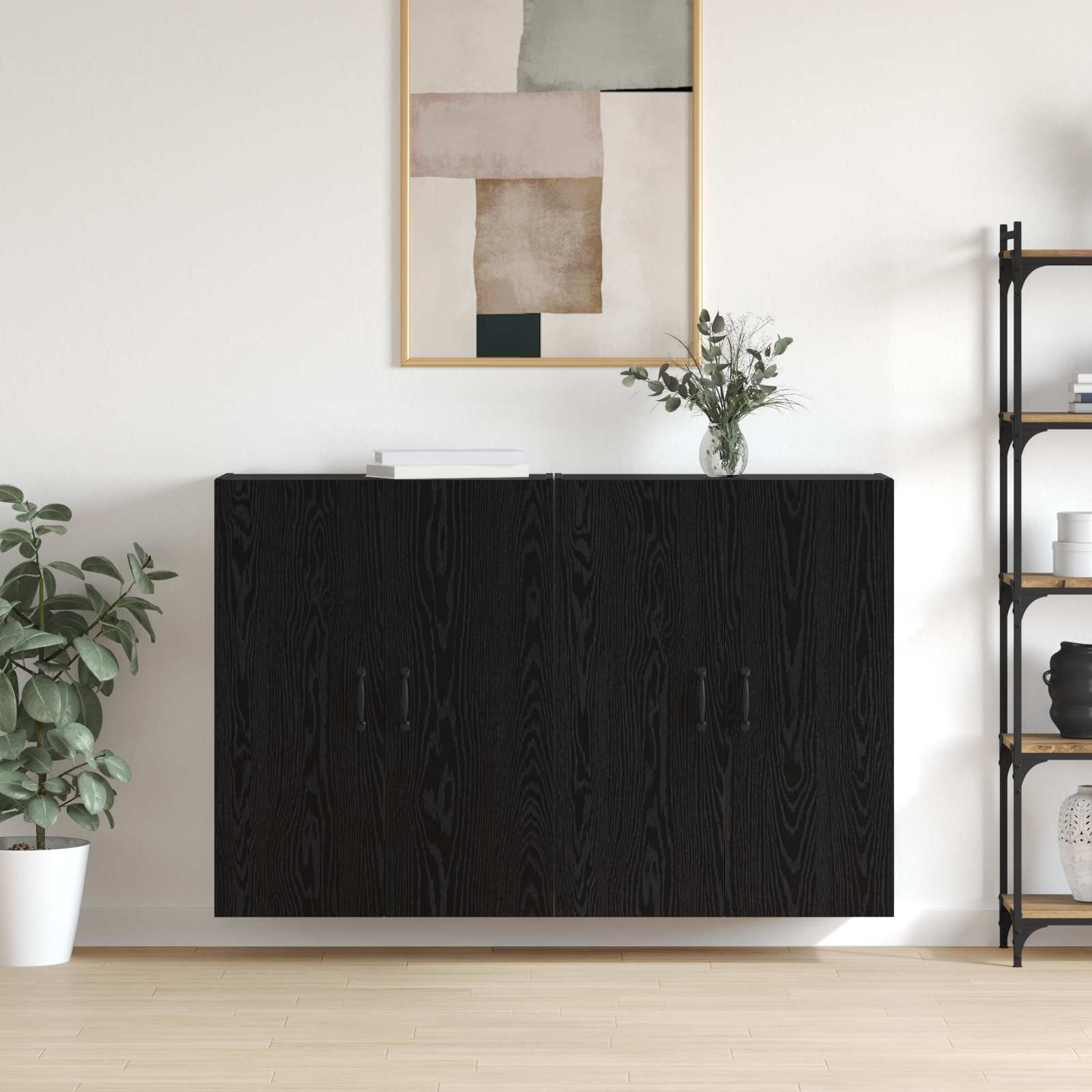 Wandkast 2 pcs Zwart Eiken 69,5 x 34 x 90 cm Bewerkt hout