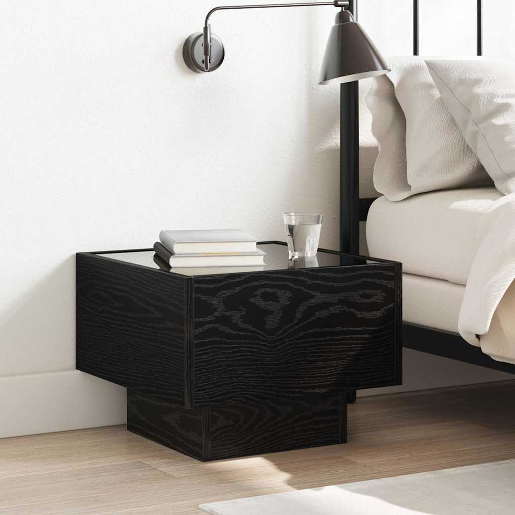 Salontafel Zwart Eiken 40 x 40 x 30 cm Bewerkt hout – afbeelding 1