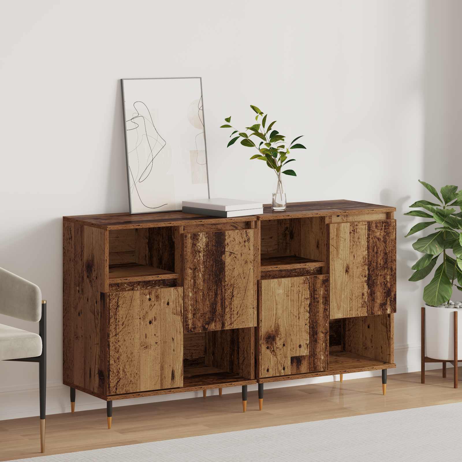 Dressoirs 2 pcs Oud hout