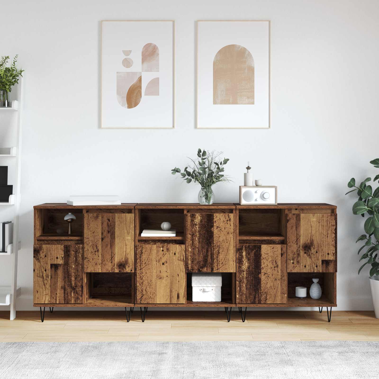 Dressoir 3 pcs Oudhout 60 x 35 x 70 cm