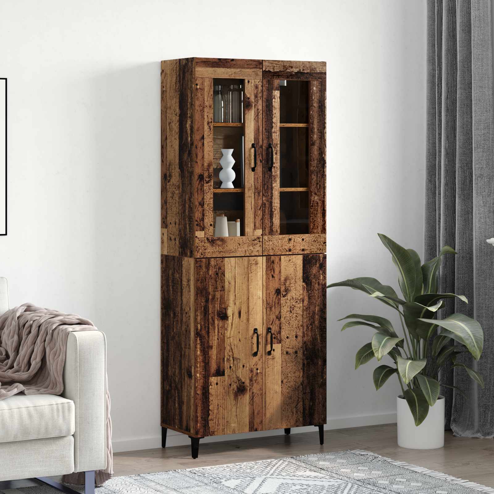 Hoge kast 2 pcs Oud hout Bewerkt hout