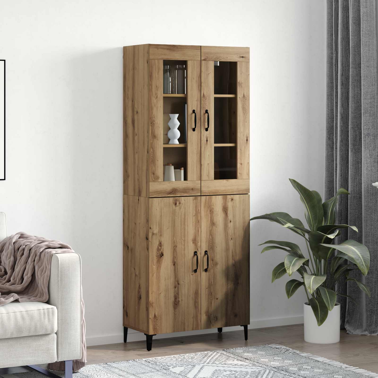 Hoge kast 2 pcs Artisan Eiken 69,5 x 34 x 180 cm Bewerkt hout