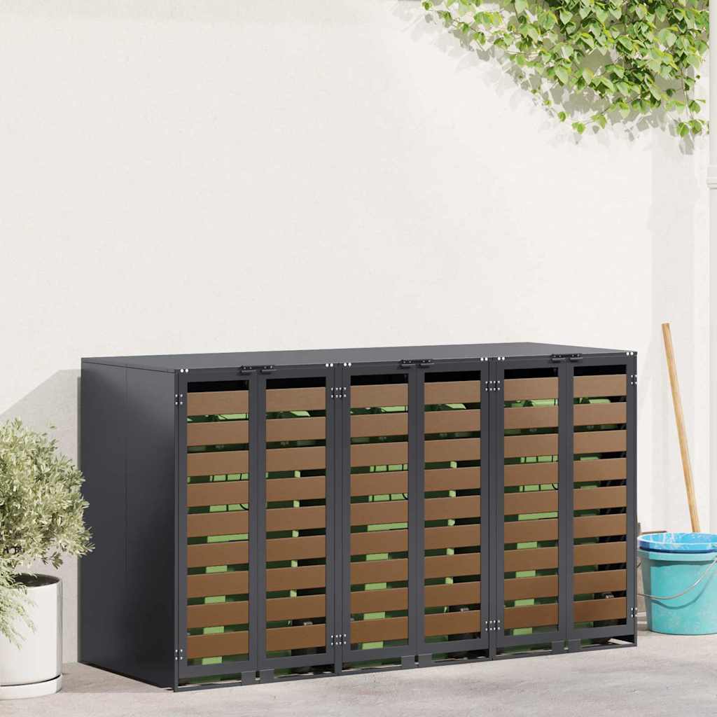 Wieltjesbakopslag voor 3 bakken Antraciet 340 x 77.5 x 115.5 cm