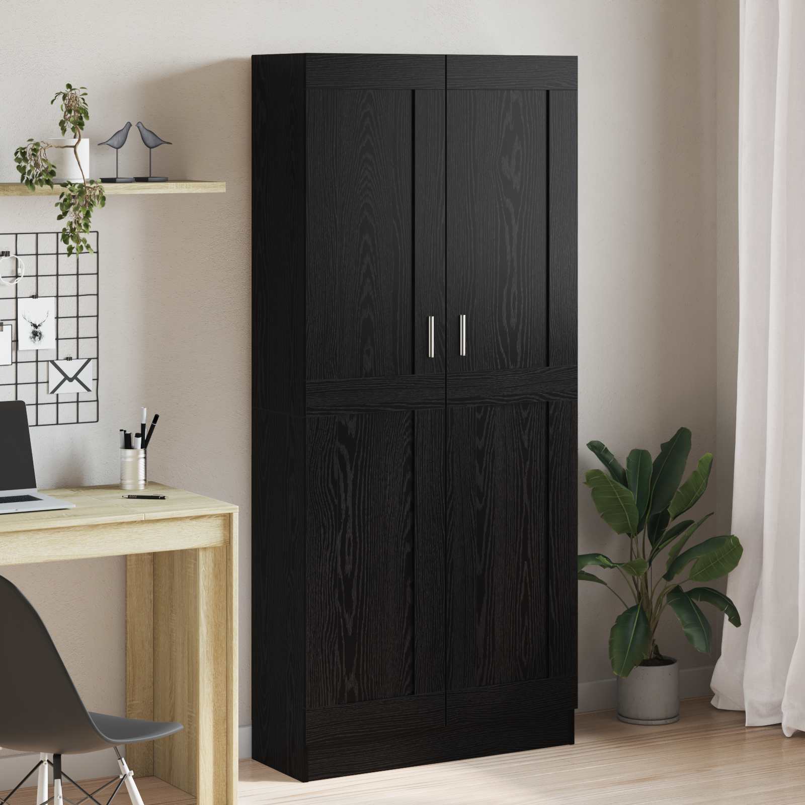 Boekenkast Zwart Eiken 82,5 x 30,5 x 185 cm Bewerkt hout