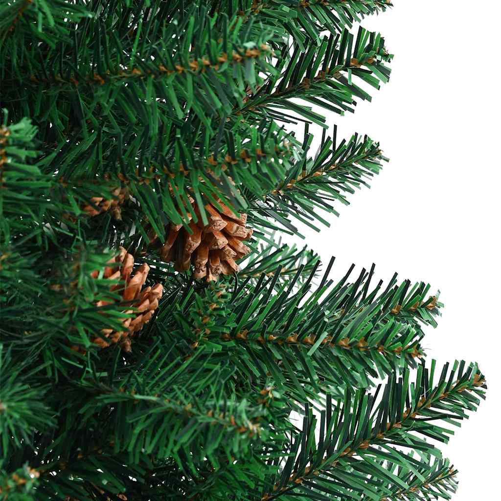 Slanke Kerstboom Groen 210 cm PVC en massief dennenhout – afbeelding 10