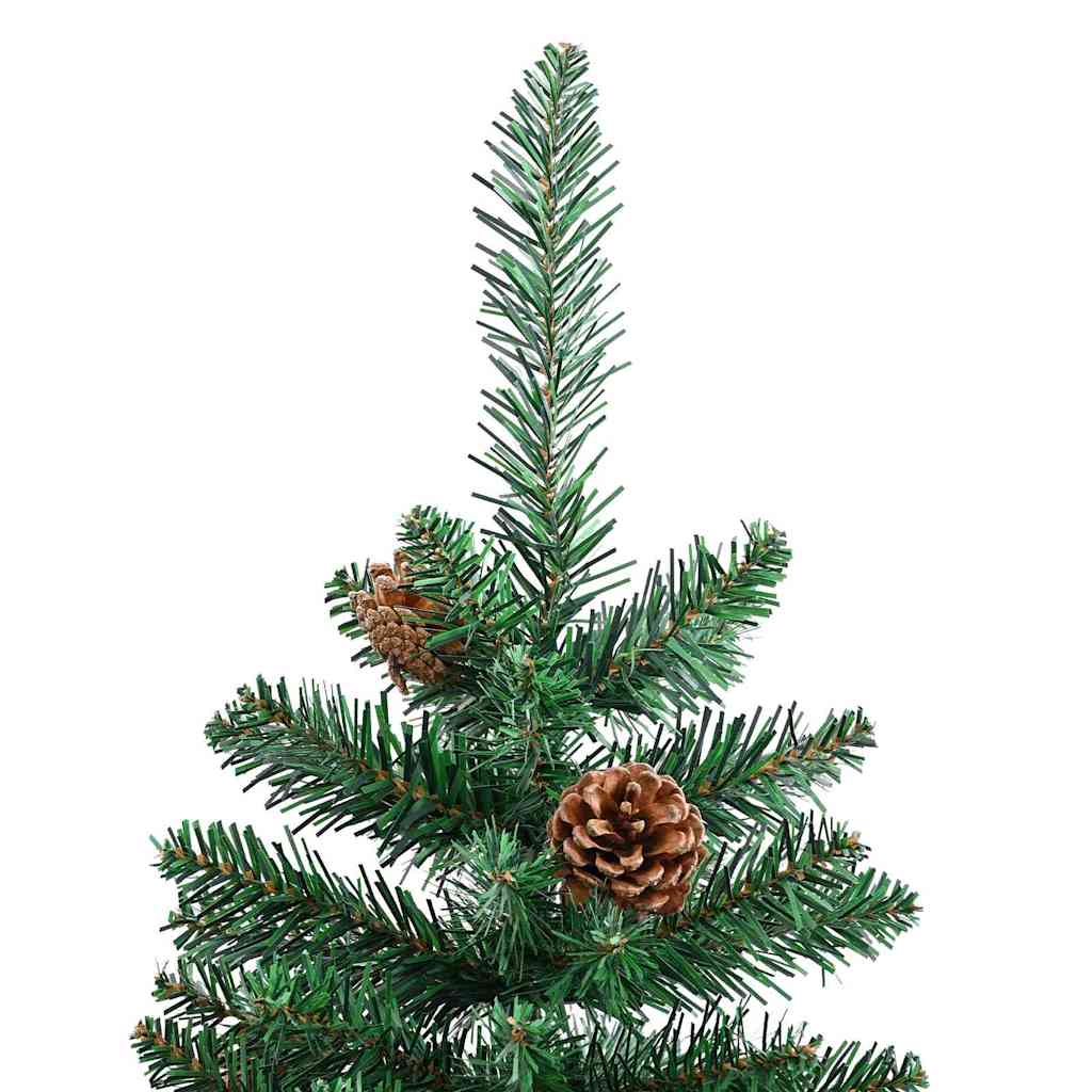 Slanke Kerstboom Groen 210 cm PVC en massief dennenhout – afbeelding 11