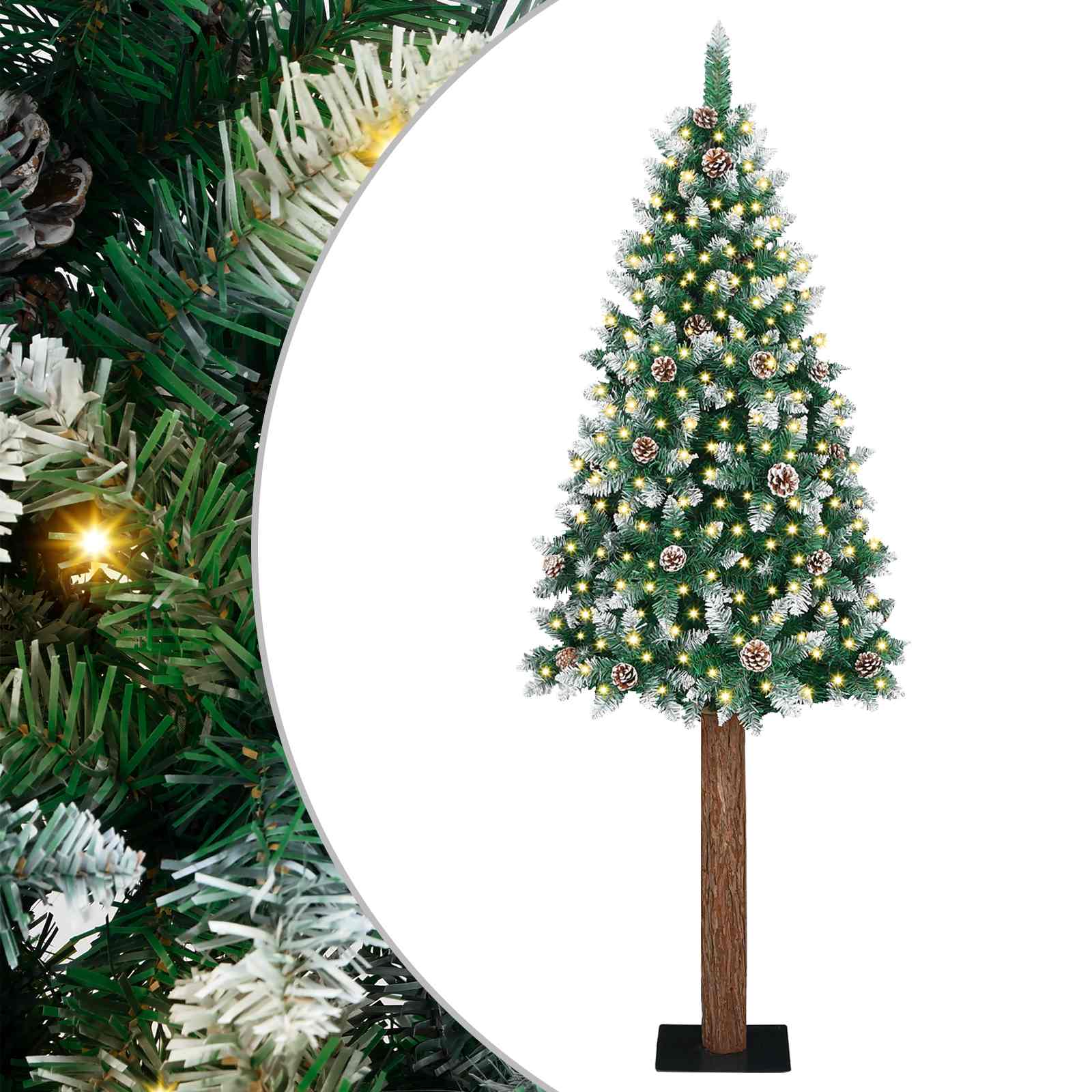 Slanke Kerstboom Groen 180 cm PVC en massief dennenhout