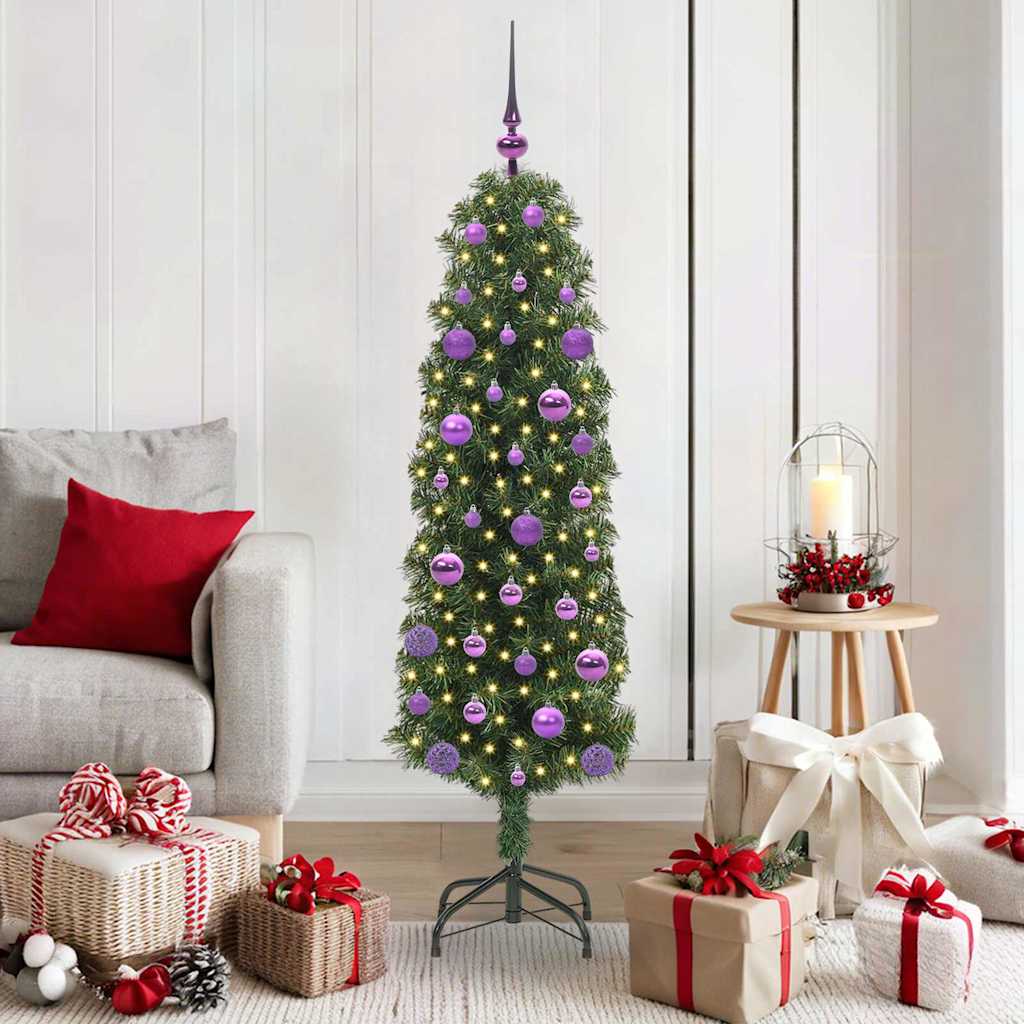 Kunstkerstboom Groen 150 cm PVC en Staal en Kunststof