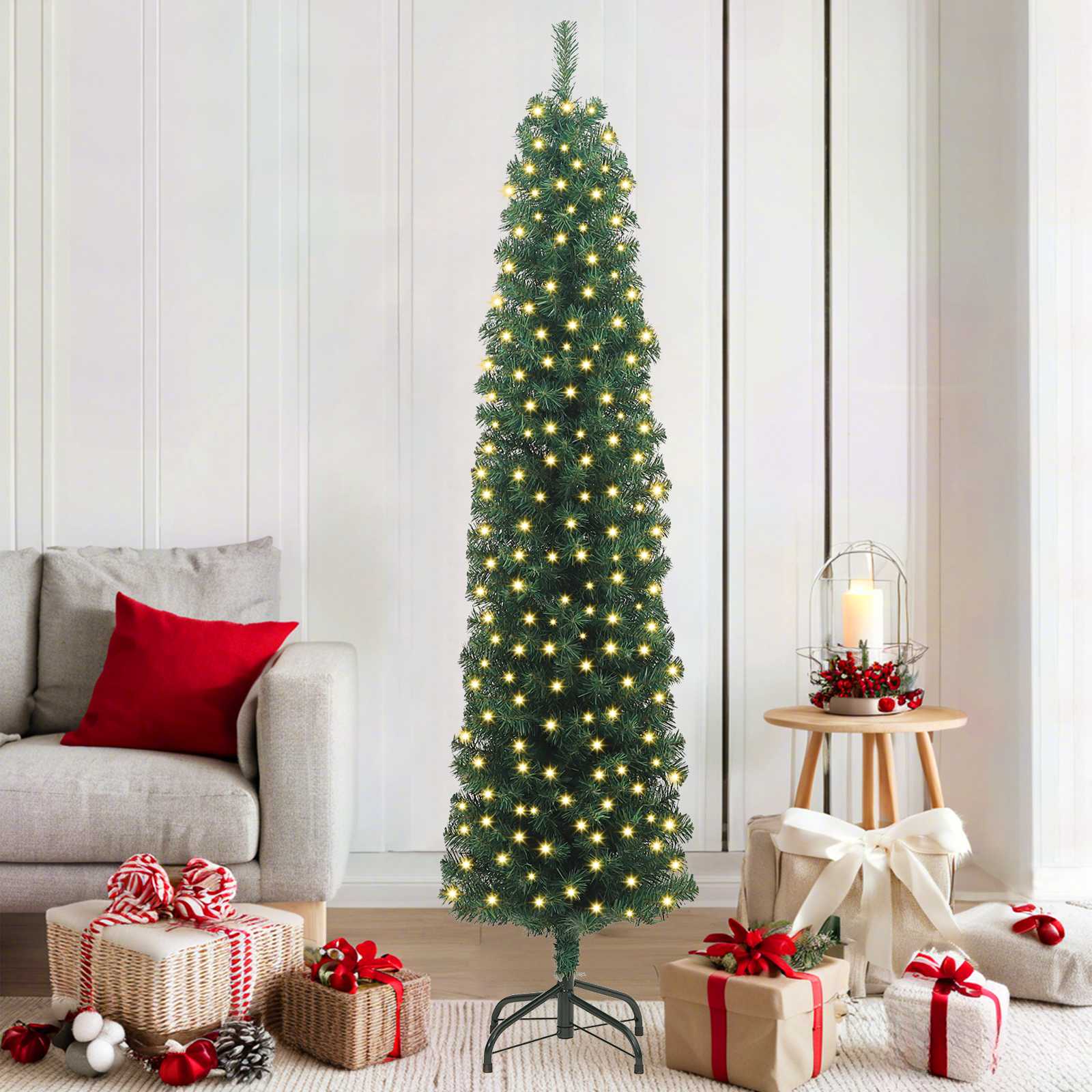 Kunstkerstboom Groen 180 cm PVC en Staal en Kunststof