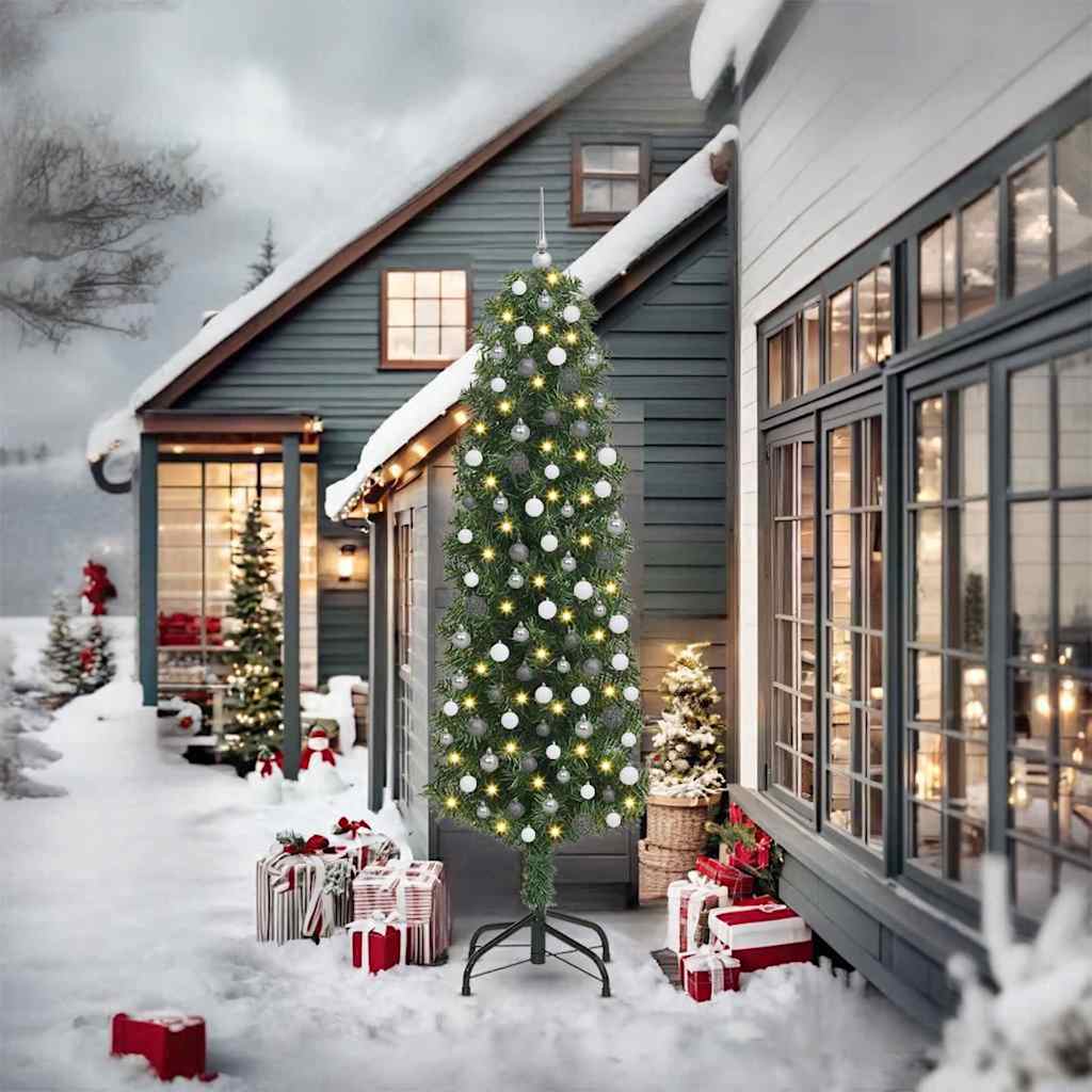 Kunstkerstboom Groen 240 cm PVC en Staal en Kunststof