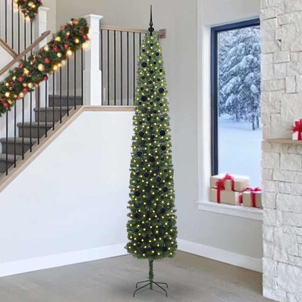 Kunstkerstboom Groen 270 cm PVC en Staal en Kunststof
