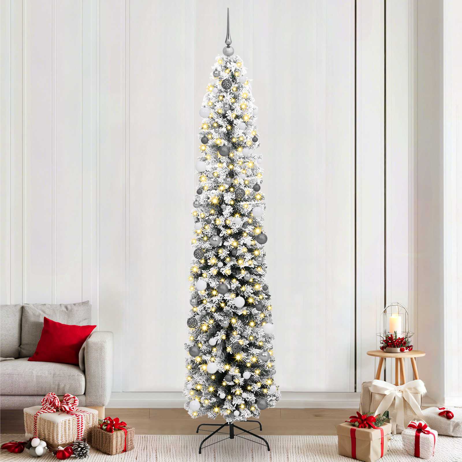Kunstkerstboom Groen 240 cm PVC en Staal en Kunststof
