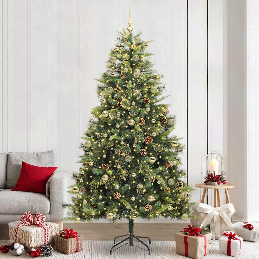 Kunstmatige Scharnier Kerstboom met Cones Groen 240 cm – afbeelding 1