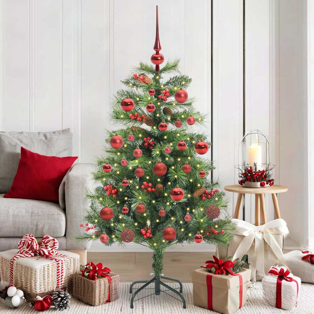 Kunstkerstboom met LED -striplichten Groen 150 cm PVC en Metaal