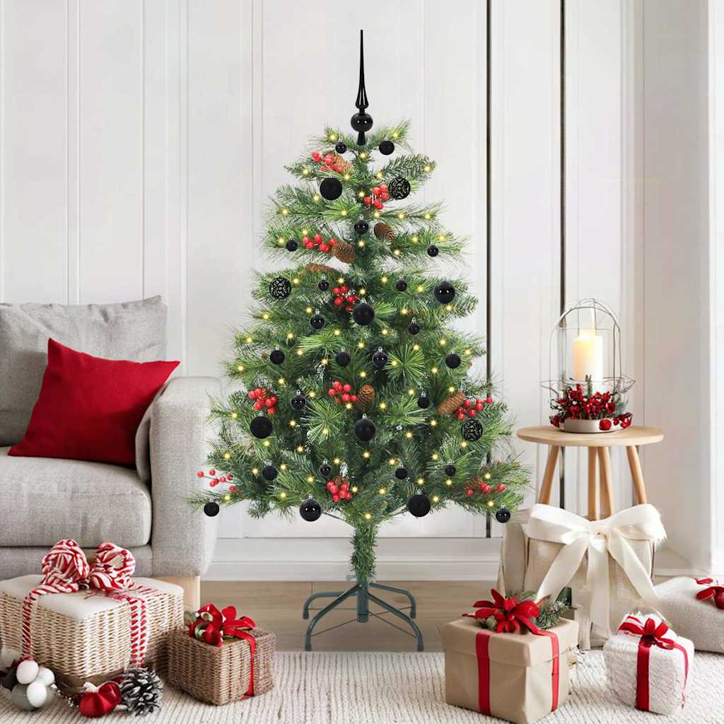 Kunstkerstboom met LED -striplichten Groen 150 cm PVC en Metaal