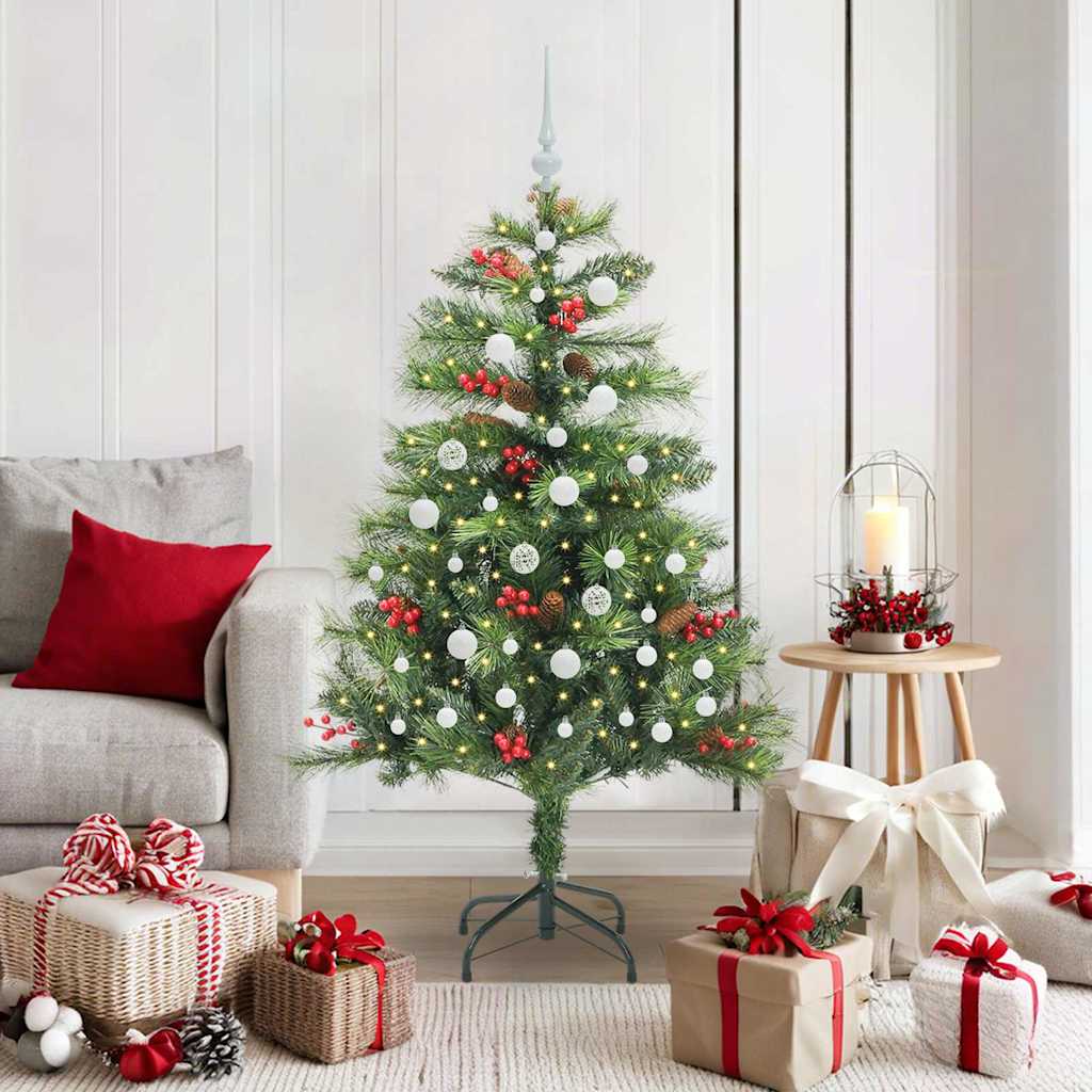 Kunstkerstboom met LED -striplichten Groen 150 cm PVC en Metaal