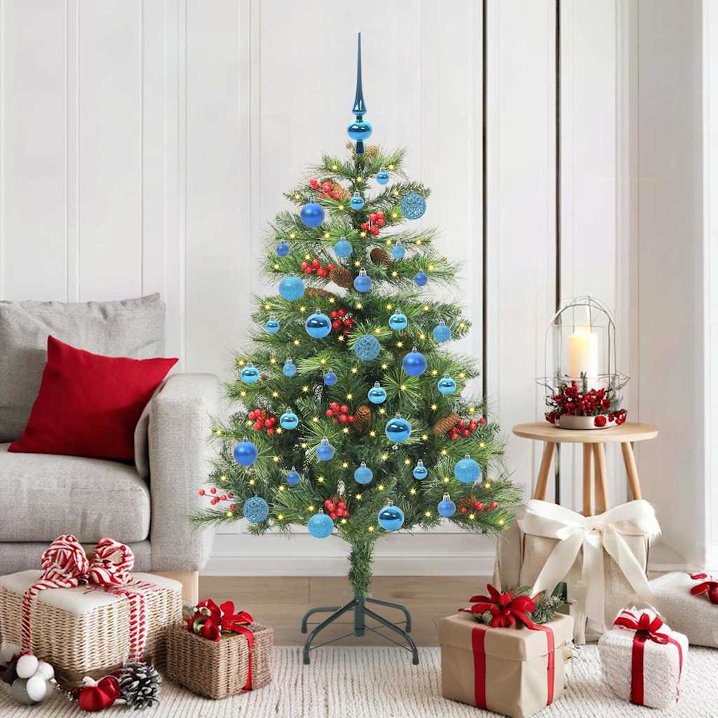 Kunstkerstboom met LED -striplichten Groen 150 cm PVC en Metaal