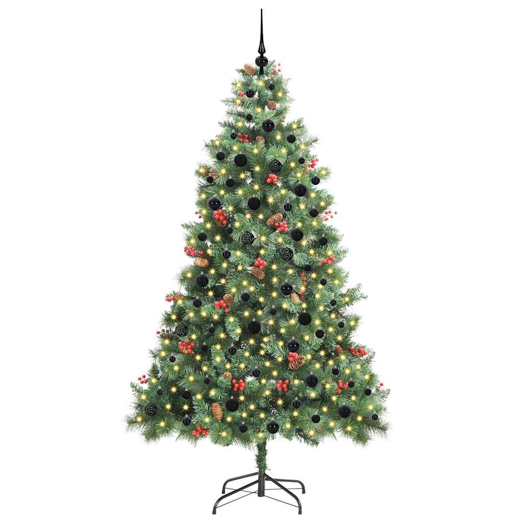 Kunstkerstboom met LED -striplichten Groen 240 cm PVC en Metaal – afbeelding 3