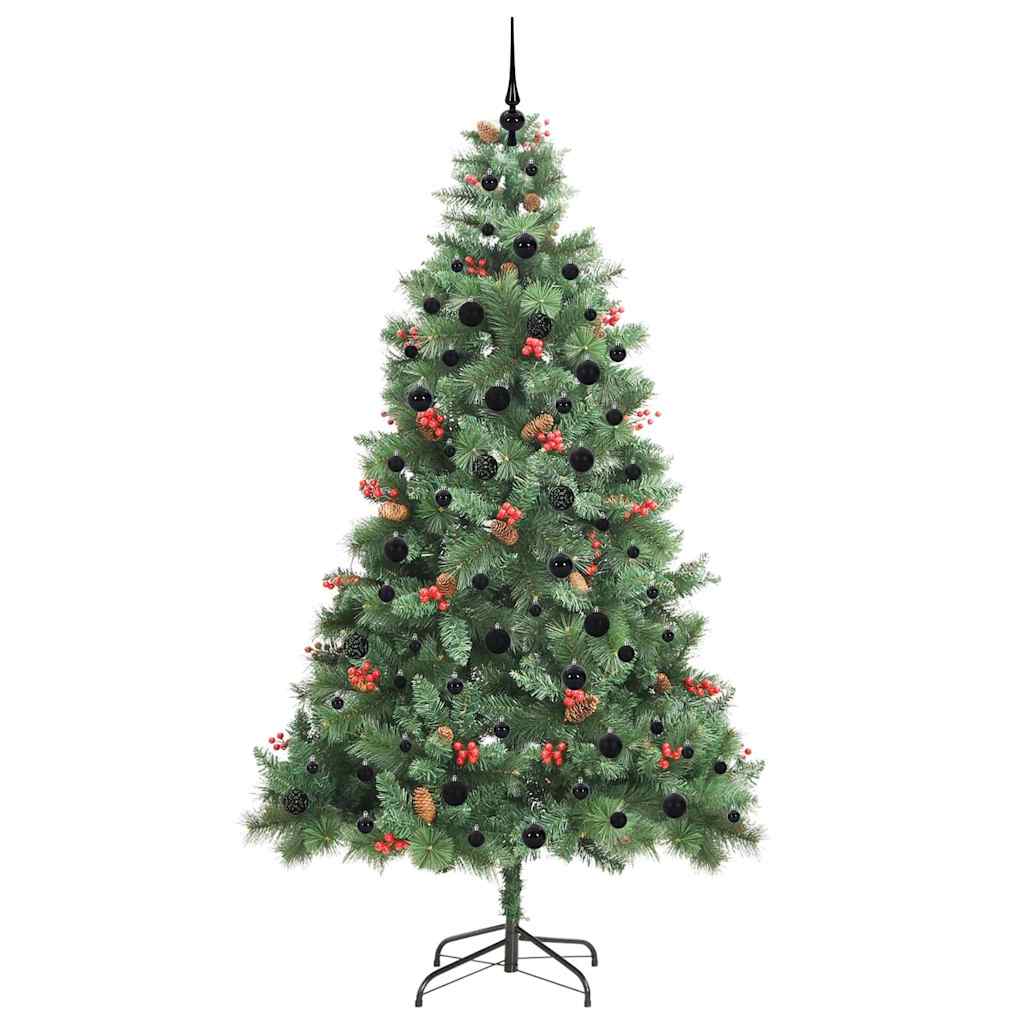 Kunstkerstboom met LED -striplichten Groen 240 cm PVC en Metaal – afbeelding 4