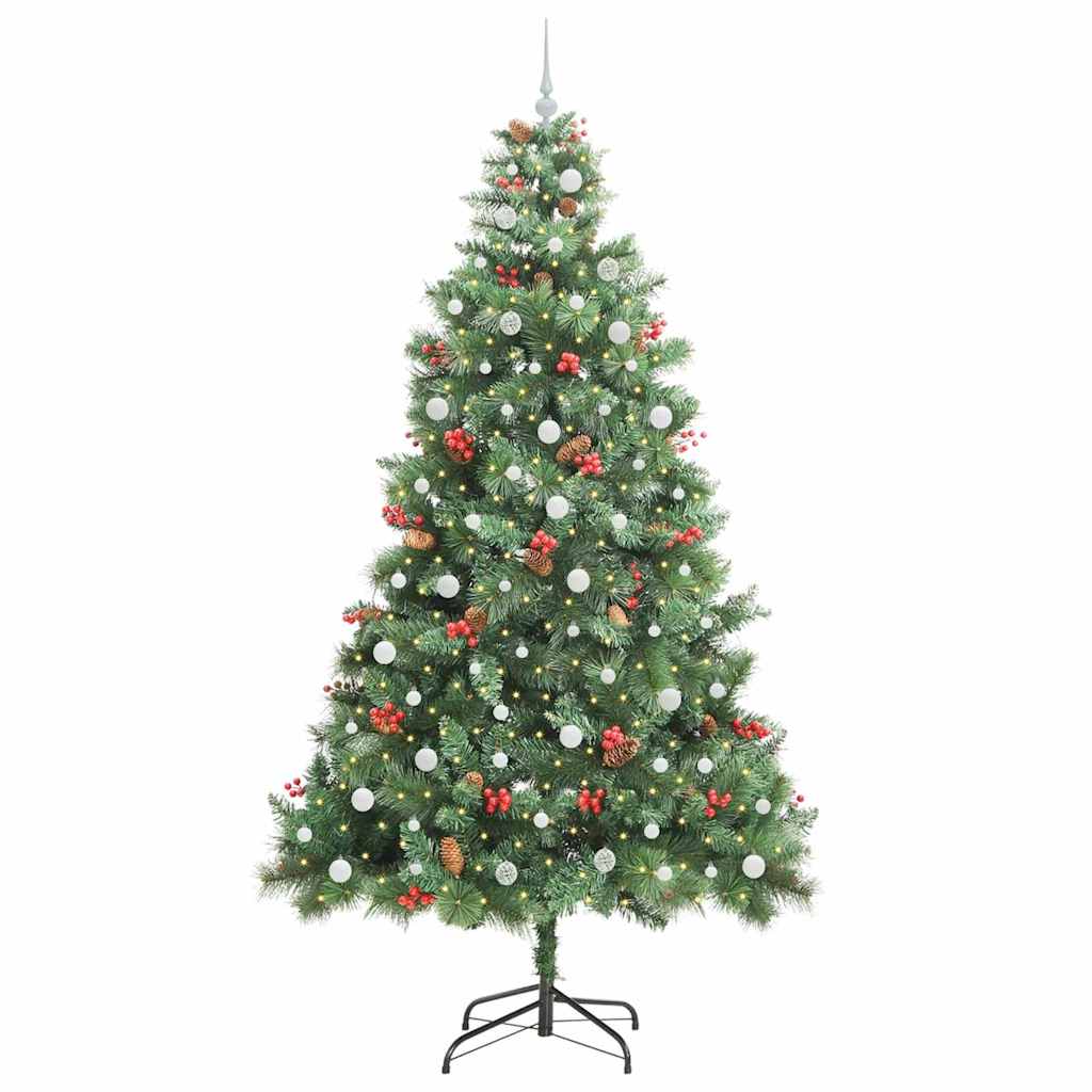 Kunstkerstboom met LED -striplichten Groen 240 cm PVC en Metaal – afbeelding 3