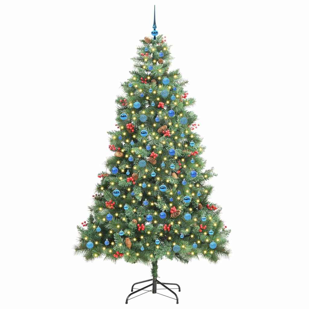 Kunstkerstboom met LED -striplichten Groen 240 cm PVC en Metaal – afbeelding 3