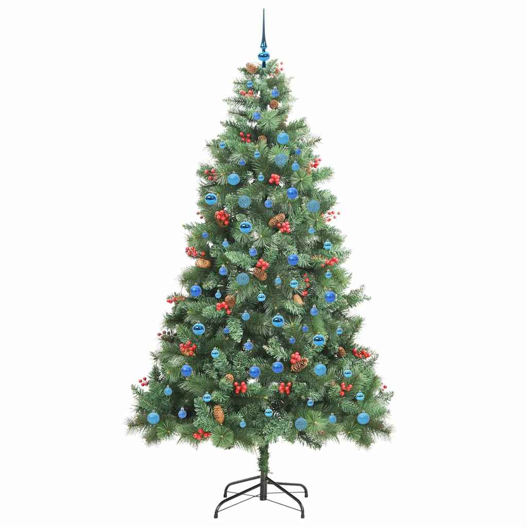 Kunstkerstboom met LED -striplichten Groen 240 cm PVC en Metaal – afbeelding 4