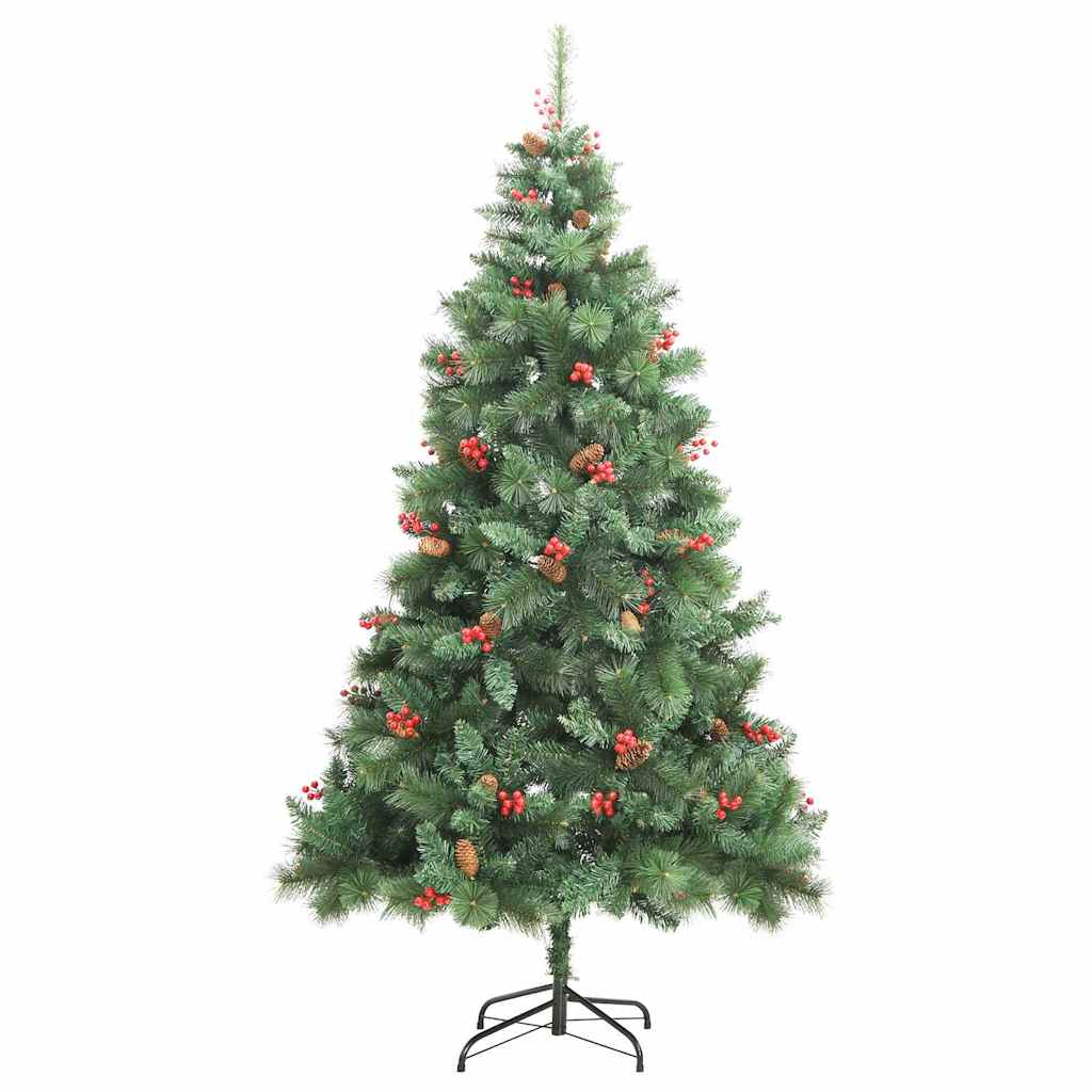 Kunstkerstboom met LED -striplichten Groen 240 cm PVC en Metaal – afbeelding 5