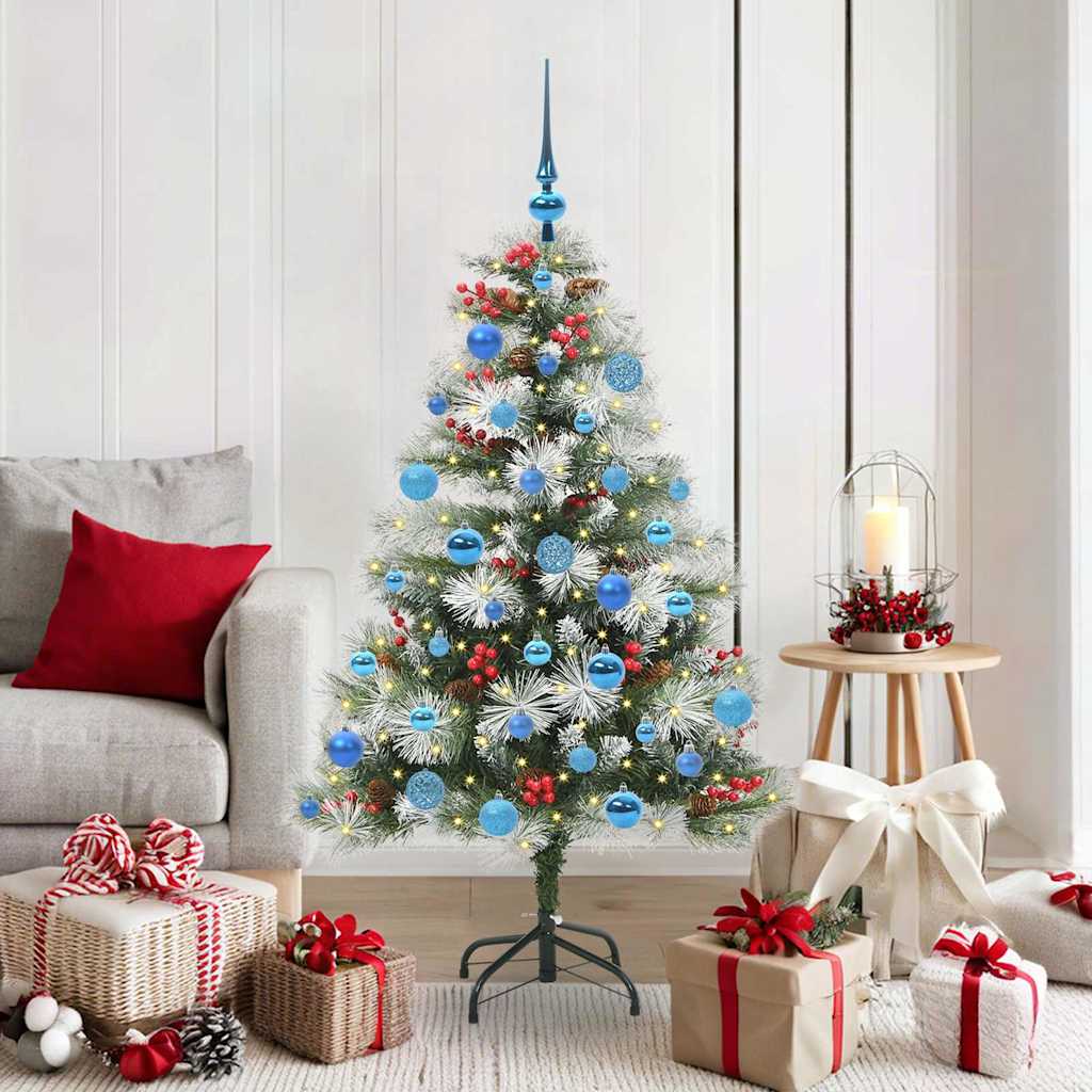 Kunstkerstboom Groen en wit 150 cm PVC en Metaal en Plastic