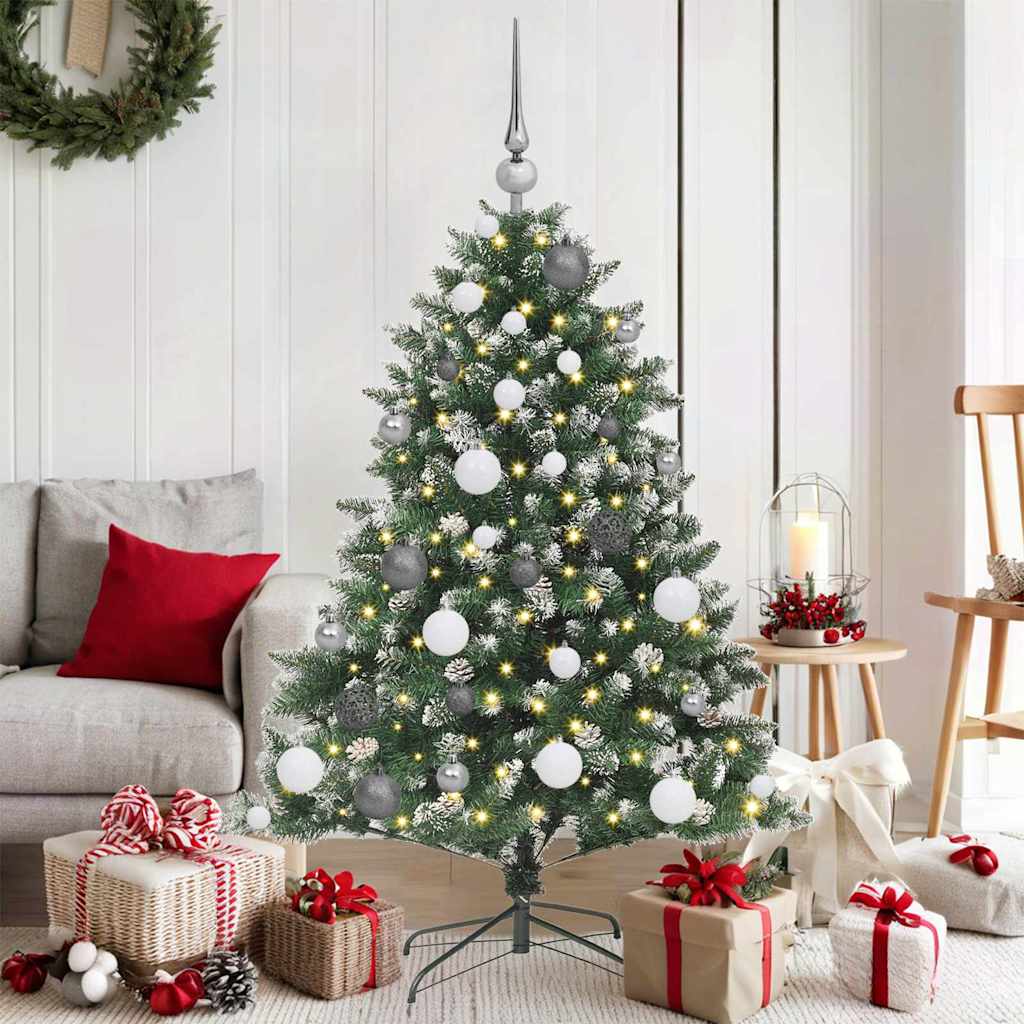 Kunstkerstboom met 150 LED Groen 120 cm PVC en Plastic en Staal – afbeelding 1