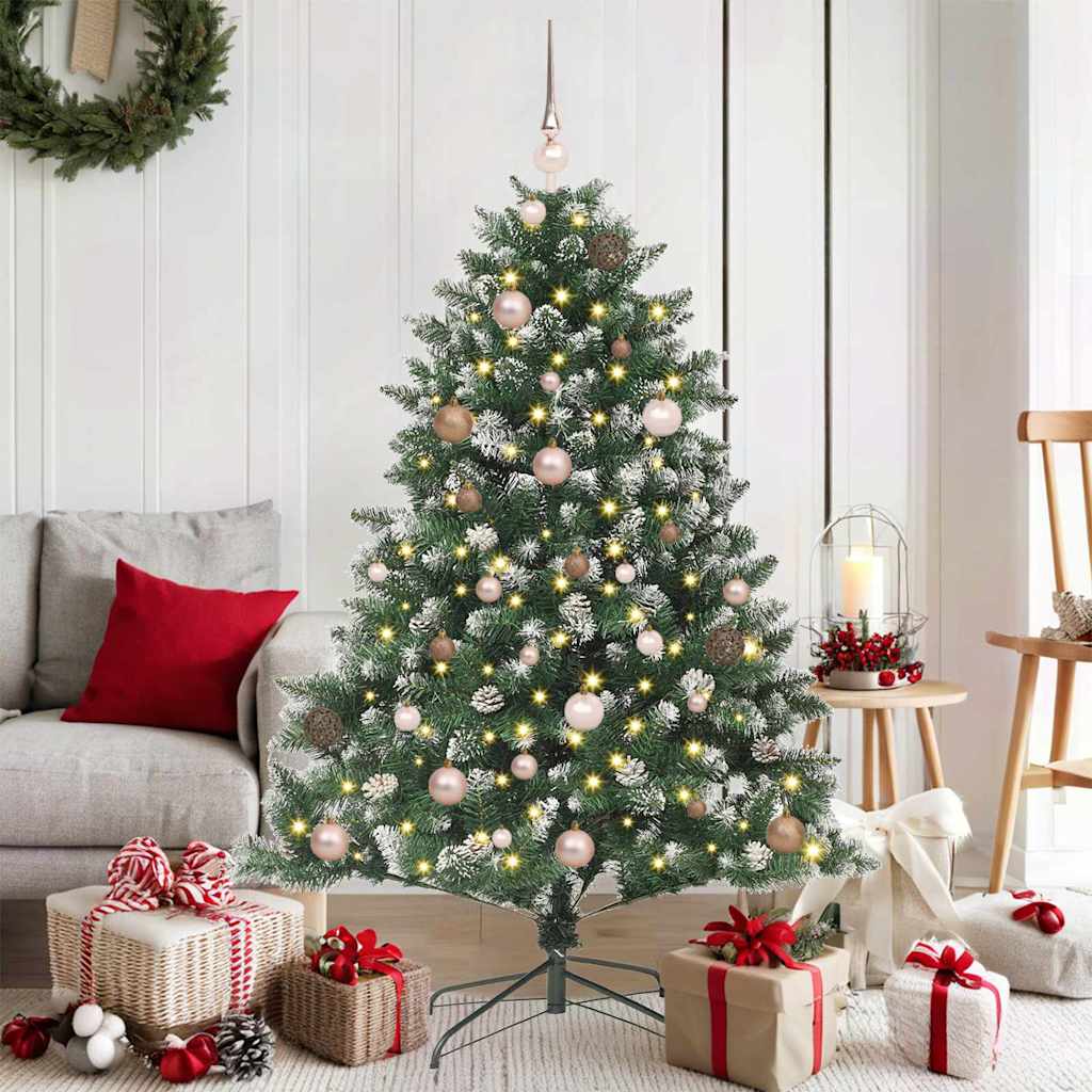 Kunstkerstboom met 150 LED Groen 150 cm PVC en Plastic en Staal