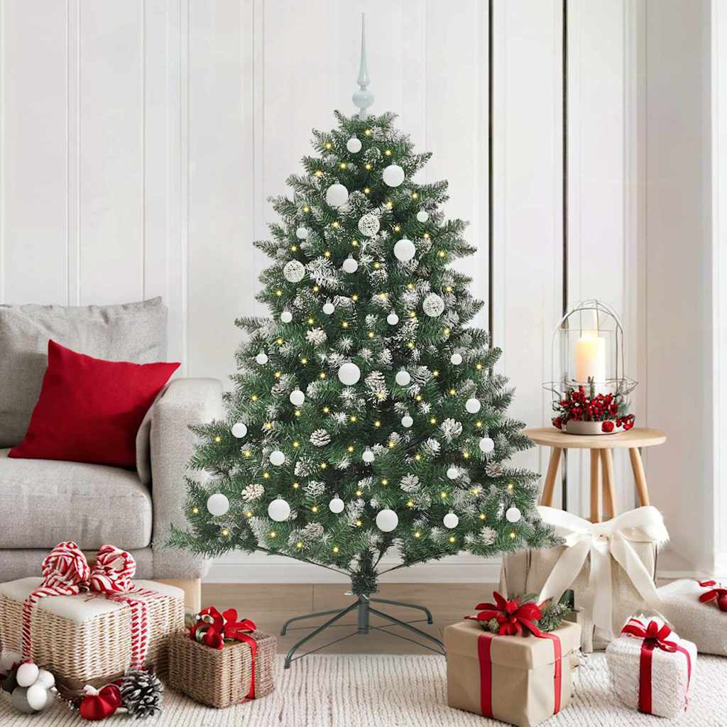 Kunstkerstboom met 150 LED Groen 150 cm PVC en Plastic en Staal