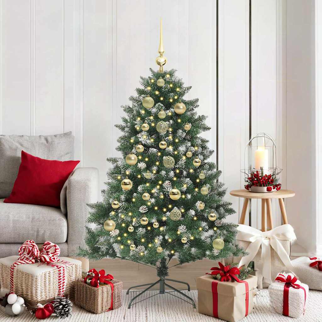 Kunstkerstboom met 150 LED Groen 150 cm PVC en Plastic en Staal