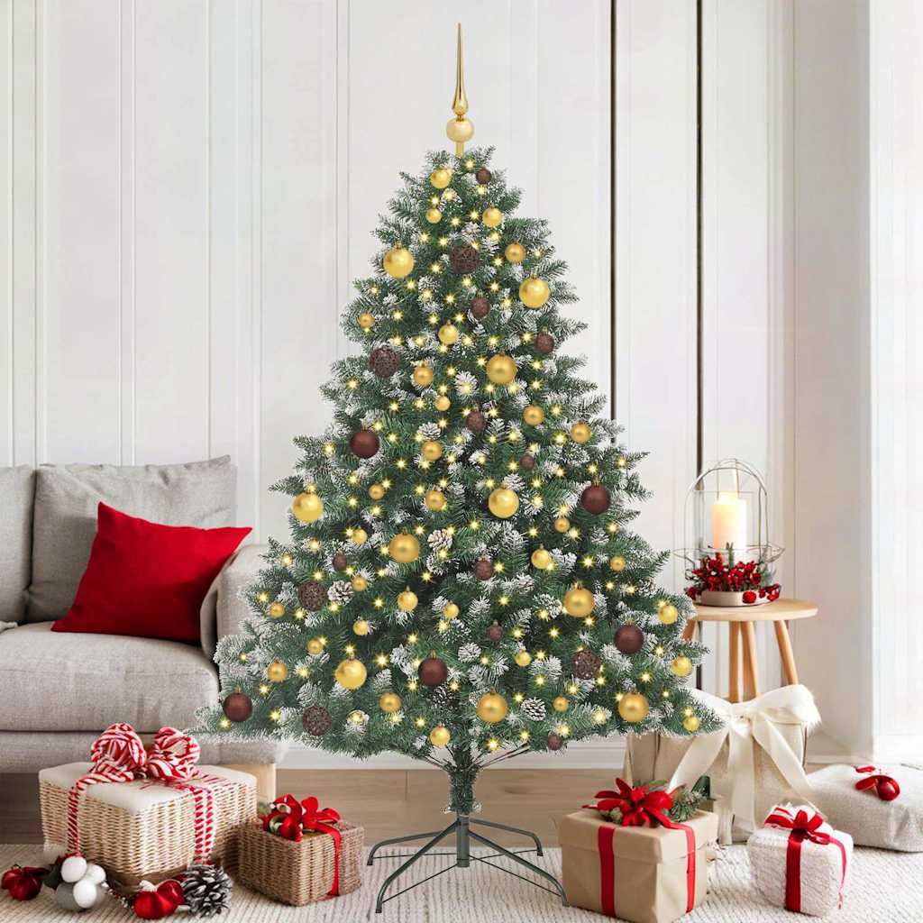 Kunstkerstboom met 300 LED Groen 180 cm PVC en Plastic en Staal